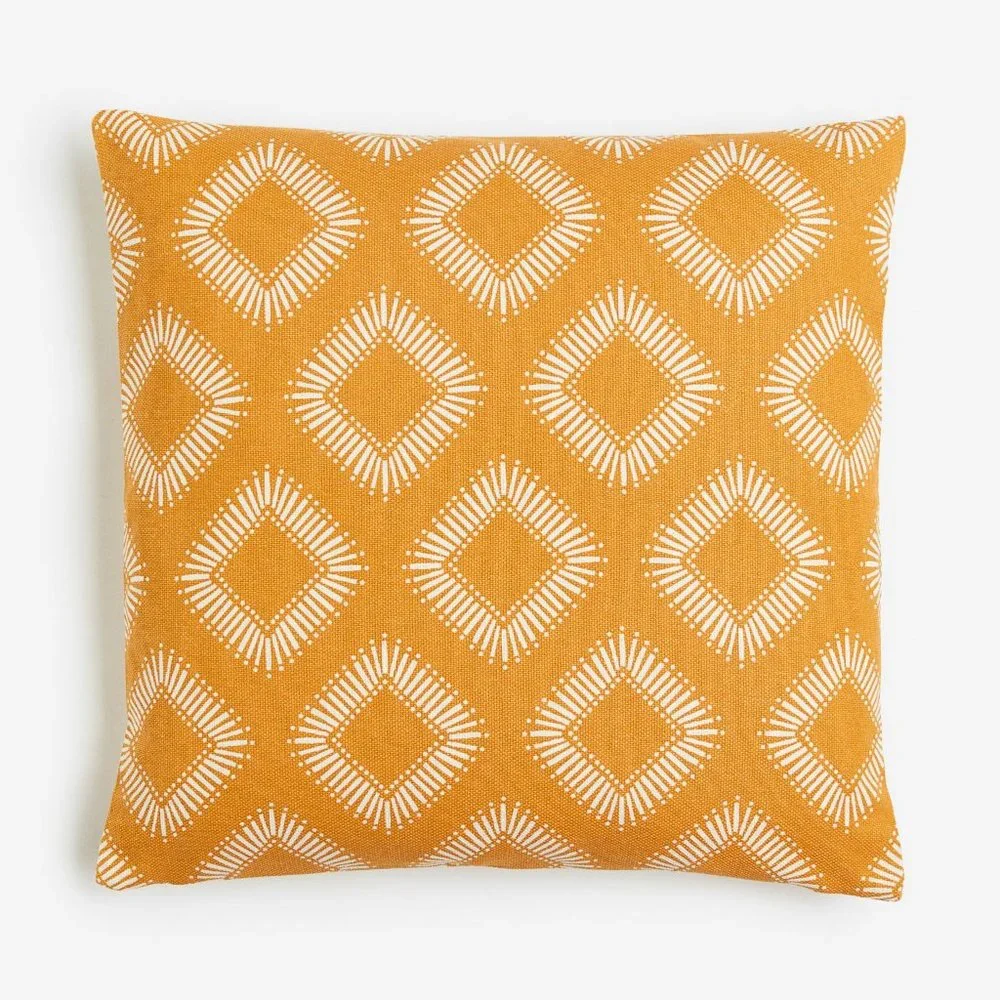 New West Elm Gold & White Boho Geometric Throw Pillow Cover Case Sham 20